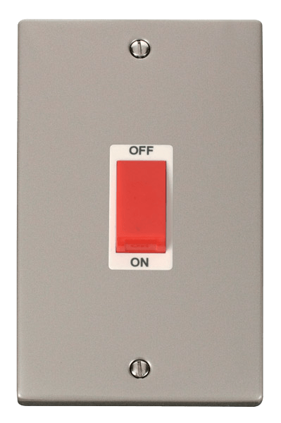 Click Deco 45A DP 2 Gang Switch Red Rocker White Inserts VPxx202WH