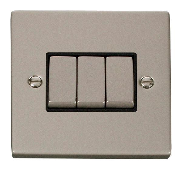 Click Deco 10AX 3 Gang 2 Way Switch Black Inserts VPxx413BK