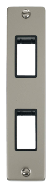 Click Deco MiniGrid 2 Gang Architrave Plate Twin Aperture Black Inserts VPxx472BK