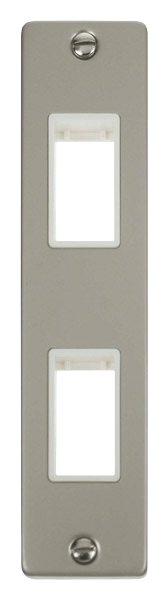 Click Deco MiniGrid 2 Gang Architrave Plate Twin Aperture White Inserts VPxx472WH