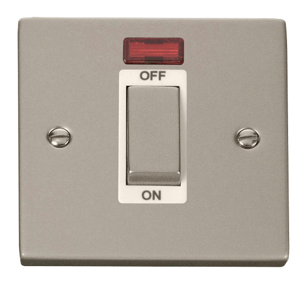 Click Deco 45A DP 1 Gang Switch with Neon White Inserts VPxx501WH