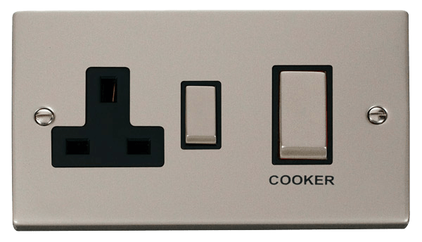 Click Deco 45A DP Switch with 13A DP Switched Socket Outlet Black Inserts VPxx504BK