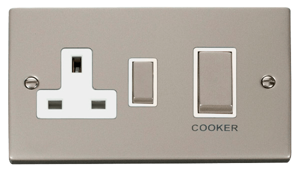 Click Deco 45A DP Switch with 13A DP Switched Socket Outlet White Inserts VPxx504WH