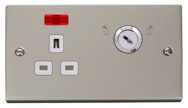 Click Deco 13A DP Key Lockable Switched Socket with Neon White Inserts VPxx655WH