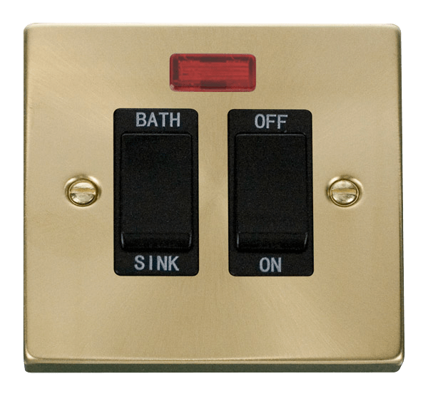 Click Deco 20A DP Sink Bath Switch with Neon Black Inserts VPxx024BK