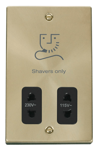 Click Deco 115V to 230V Dual Shaver Socket Outlet Black Inserts VPxx100BK