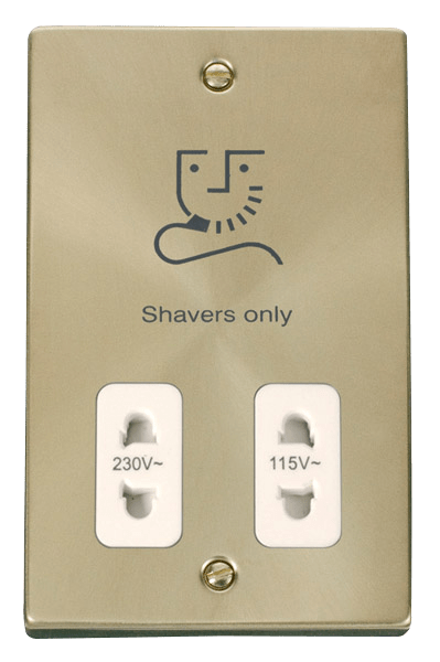 Click Deco 115V to 230V Dual Shaver Socket Outlet White Inserts VPxx100WH