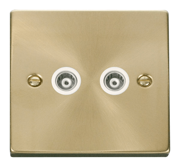Click Deco Twin Isolated Coaxial Outlet White Inserts VPxx159WH