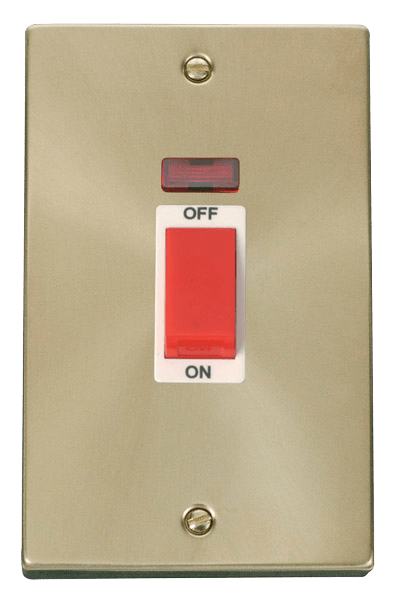 Click Deco 45A DP 2 Gang Switch Red Rocker with Neon White Inserts VPxx203WH