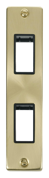 Click Deco MiniGrid 2 Gang Architrave Plate Twin Aperture Black Inserts VPxx472BK