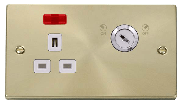 Click Deco 13A DP Key Lockable Switched Socket with Neon White Inserts VPxx655WH