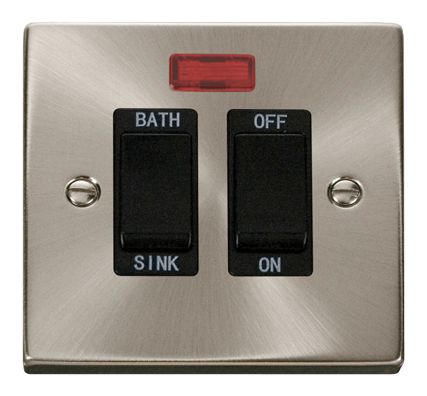 Click Deco 20A DP Sink Bath Switch with Neon Black Inserts VPxx024BK