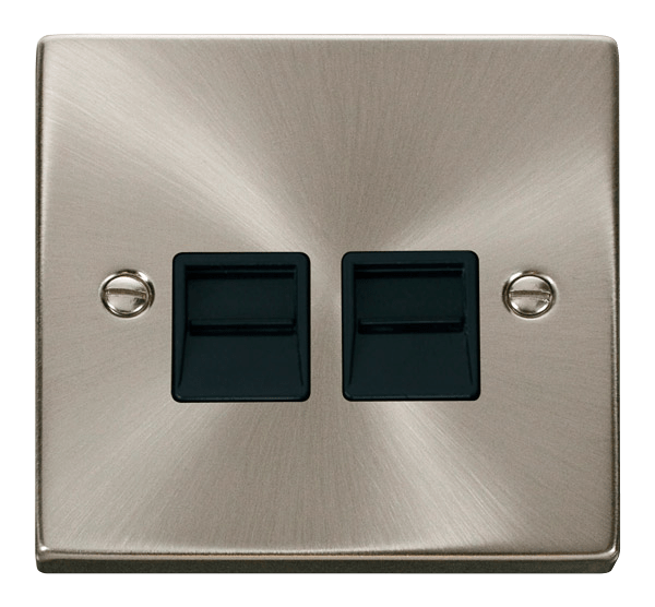 Click Deco Twin Master Telephone Outlet Black Inserts VPxx121BK