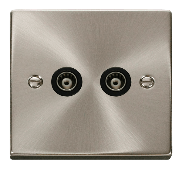 Click Deco Twin Isolated Coaxial Outlet Black Inserts VPxx159BK