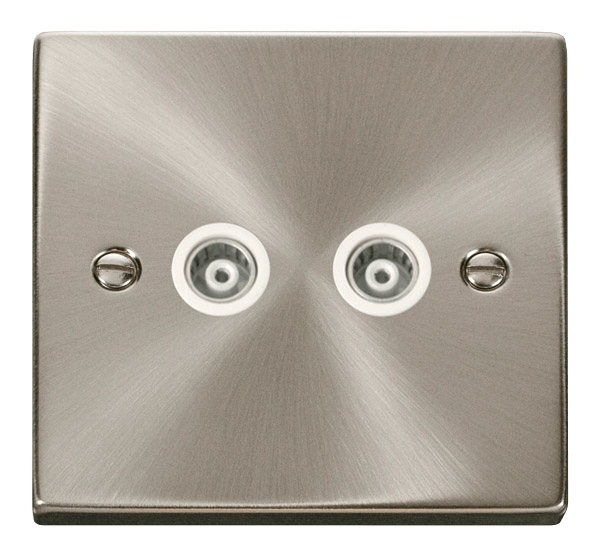 Click Deco Twin Isolated Coaxial Outlet White Inserts VPxx159WH