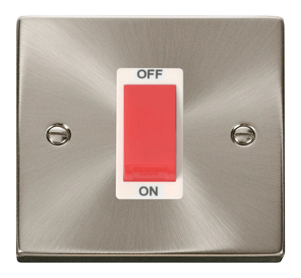 Click Deco 45A DP 1 Gang Switch Red Rocker White Inserts VPxx200WH