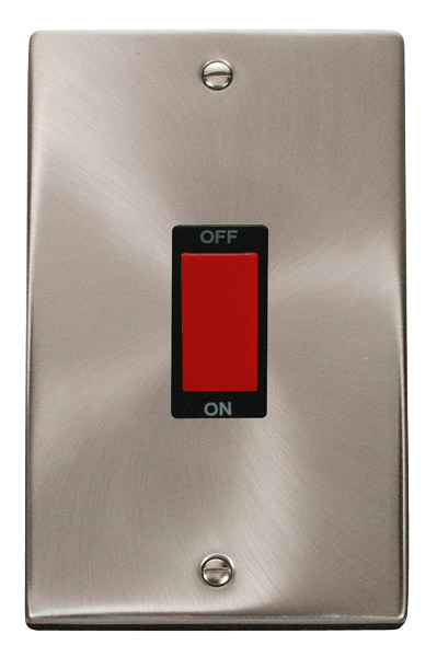 Click Deco 45A DP 2 Gang Switch Red Rocker Black Inserts VPxx202BK