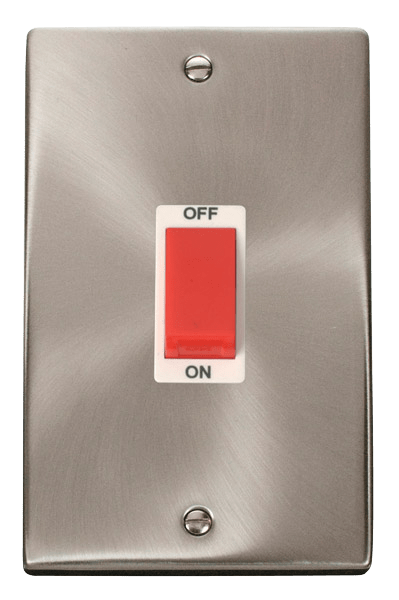 Click Deco 45A DP 2 Gang Switch Red Rocker White Inserts VPxx202WH
