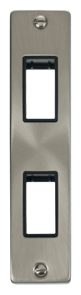 Click Deco MiniGrid 2 Gang Architrave Plate Twin Aperture Black Inserts VPxx472BK