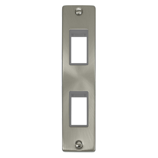 Click Deco MiniGrid 2 Gang Architrave Plate Twin Aperture Grey Inserts VPxx472GY