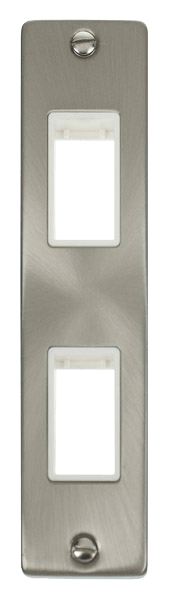 Click Deco MiniGrid 2 Gang Architrave Plate Twin Aperture White Inserts VPxx472WH