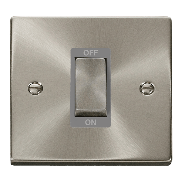 Click Deco 45A DP 1 Gang Switch Grey Inserts VPxx500GY