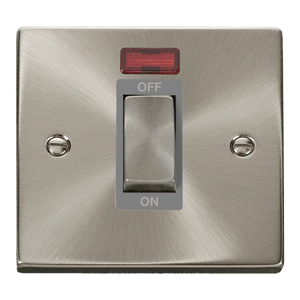 Click Deco 45A DP 1 Gang Switch with Neon Grey Inserts VPxx501GY