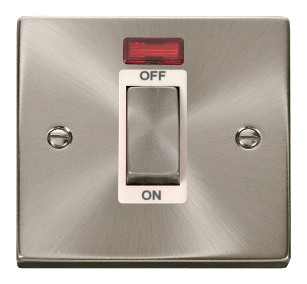 Click Deco 45A DP 1 Gang Switch with Neon White Inserts VPxx501WH