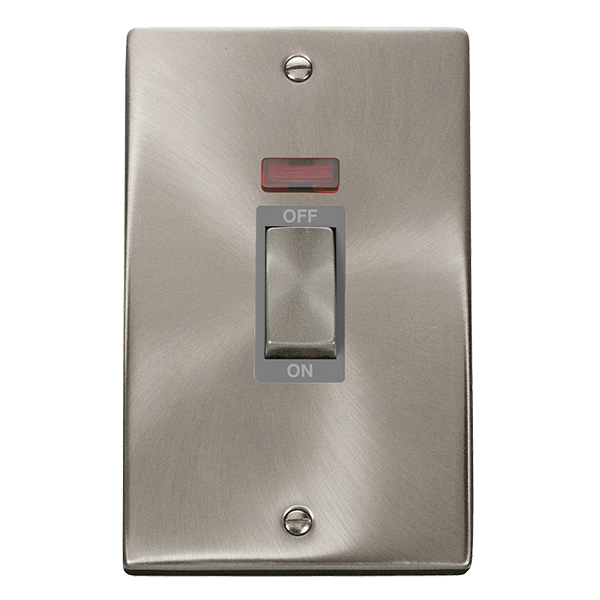 Click Deco 45A DP 2 Gang Switch with Neon Grey Inserts VPxx503GY