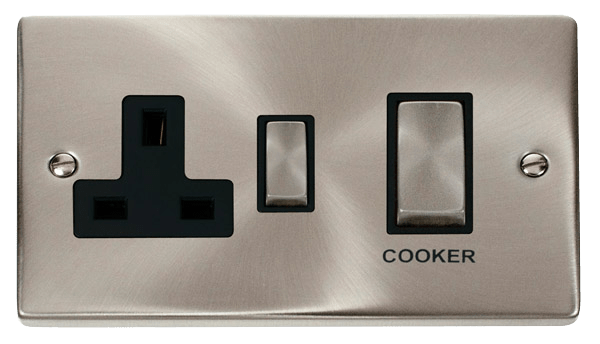Click Deco 45A DP Switch with 13A DP Switched Socket Outlet Black Inserts VPxx504BK