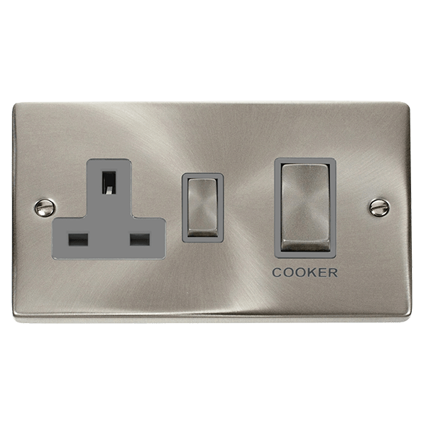 Click Deco 45A DP Switch with 13A DP Switched Socket Outlet Grey Inserts VPxx504GY