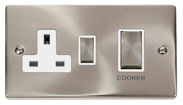 Click Deco 45A DP Switch with 13A DP Switched Socket Outlet White Inserts VPxx504WH