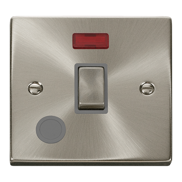 Click Deco 20A DP Switch with Neon & Flex Outlet Grey Inserts VPxx523GY