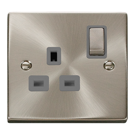 Click Deco 1 Gang 13A Switch Socket Grey Inserts VPxx535GY
