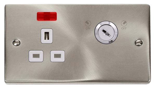 Click Deco 13A DP Key Lockable Switched Socket with Neon White Inserts VPxx655WH