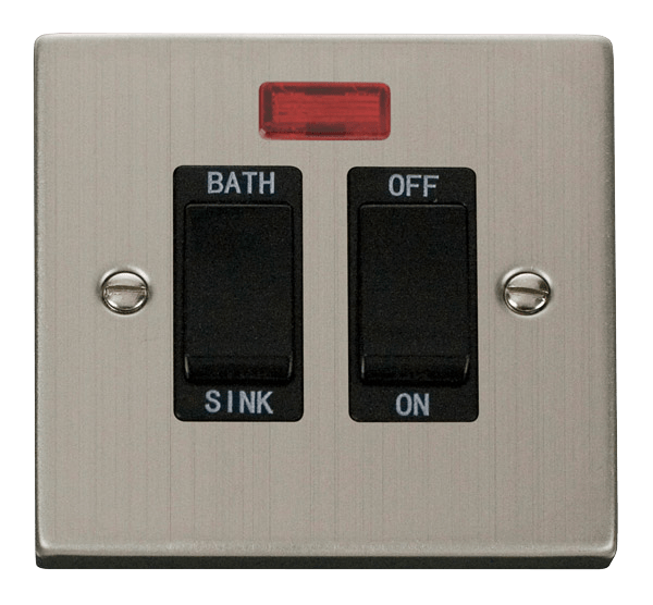 Click Deco 20A DP Sink Bath Switch with Neon Black Inserts VPxx024BK