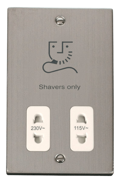 Click Deco 115V to 230V Dual Shaver Socket Outlet White Inserts VPxx100WH