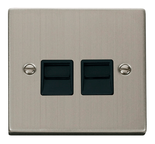 Click Deco Twin Secondary Telephone Outlet Black Inserts VPxx126BK