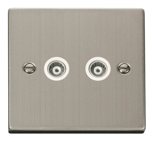 Click Deco Twin Isolated Coaxial Outlet White Inserts VPxx159WH