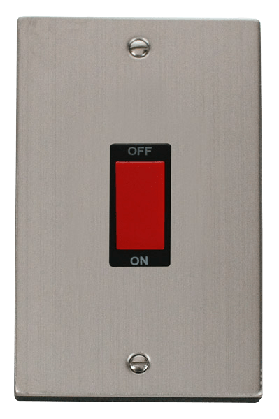 Click Deco 45A DP 2 Gang Switch Red Rocker Black Inserts VPxx202BK