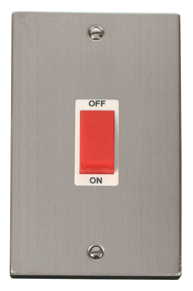Click Deco 45A DP 2 Gang Switch Red Rocker White Inserts VPxx202WH