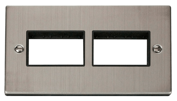 Click Deco MiniGrid 2 Gang Plate 3 x 3 Aperture Black Inserts VPxx406BK