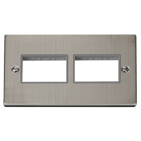 Click Deco MiniGrid 2 Gang Plate 3 x 3 Aperture Grey Inserts VPxx406GY