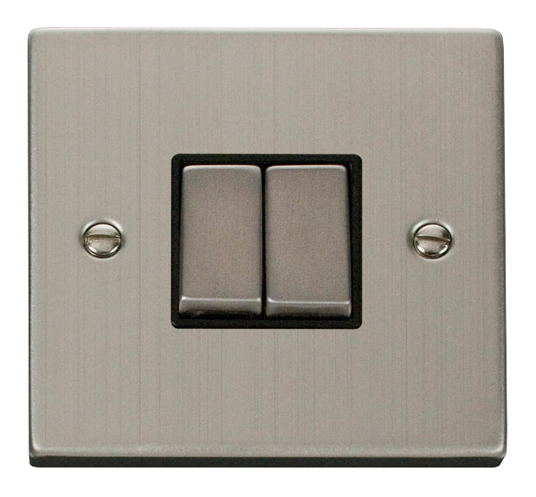 Click Deco 10AX 2 Gang 2 Way Switch Black Inserts VPxx412BK