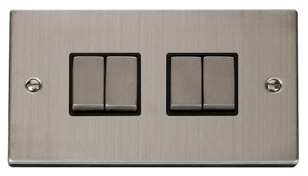 Click Deco 10AX 4 Gang 2 Way Switch Black Inserts VPxx414BK