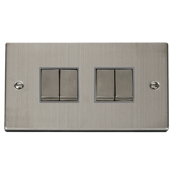 Click Deco 10AX 4 Gang 2 Way Switch Grey Inserts VPxx414GY