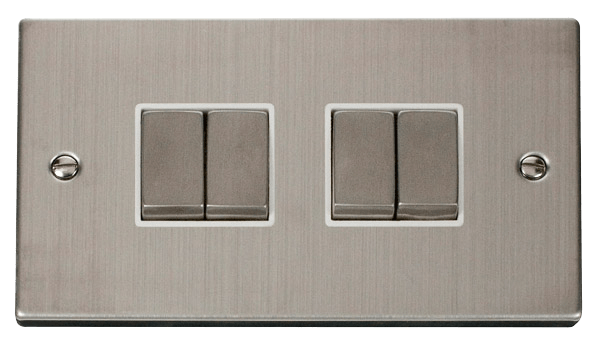 Click Deco 10AX 4 Gang 2 Way Switch White Inserts VPxx414WH