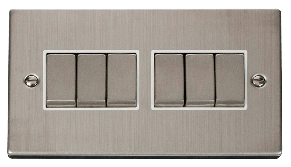 Click Deco 10AX 6 Gang 2 Way Switch White Inserts VPxx416WH