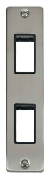 Click Deco MiniGrid 2 Gang Architrave Plate Twin Aperture Black Inserts VPxx472BK
