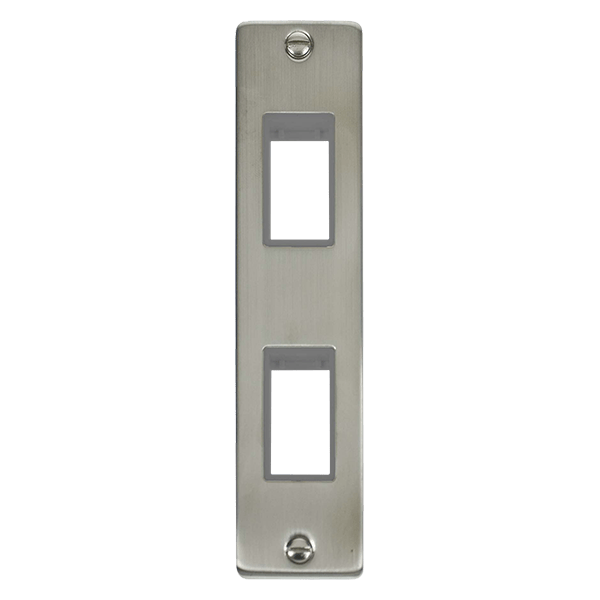 Click Deco MiniGrid 2 Gang Architrave Plate Twin Aperture Grey Inserts VPxx472GY
